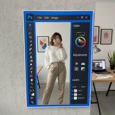 Зеркало в ванную c принтом Photoshop( Фотошоп) для селфи и фотозоны 